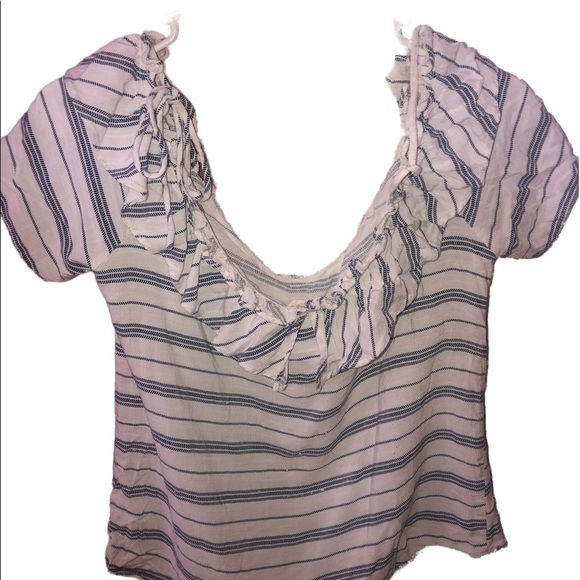 Miss Love Brand 𝅺Striped Off the Shoulder Top - Picture 1 of 6